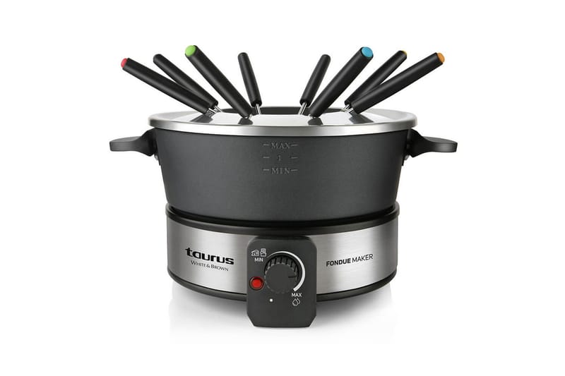 Fonduegryta Taurus 1000W, Svart||Silver