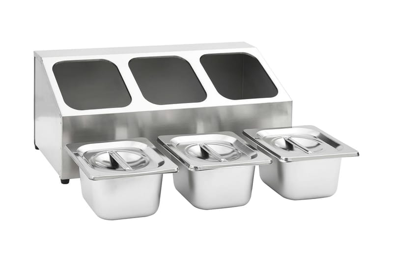 Gastronormbehållare med 3 GN 1/6 kastrull rostfritt stål - Silver - Grytor & kastruller - Kastruller