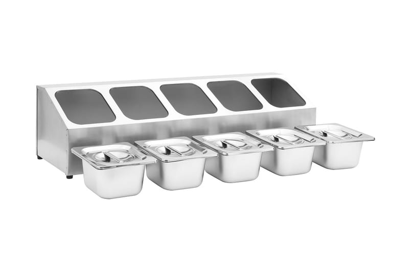 Gastronormbehållare med 5 GN 1/6 kastrull rostfritt stål - Silver - Grytor & kastruller - Kastruller