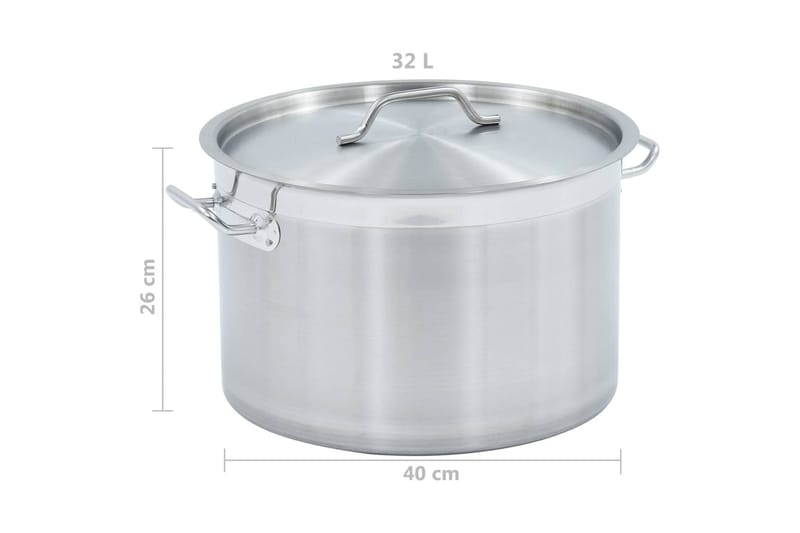 Gryta 32 L 40x26 cm rostfritt stål - Silver - Hushåll - Matlagning & Bakning - Grytor & kastruller - Grytor