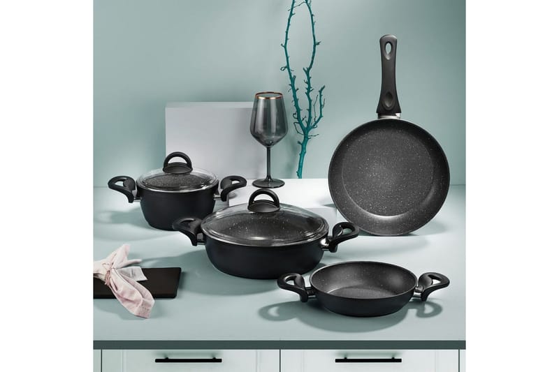 Grytset (6 delar) Fenwick Svart - Svart - Hushåll - Matlagning & Bakning - Grytor & kastruller - Grytor