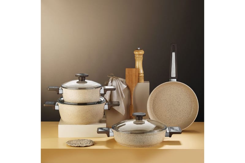 Grytset (7 delar) Lenor 10 Svart - Svart - Hushåll - Matlagning & Bakning - Grytor & kastruller - Stekpannor