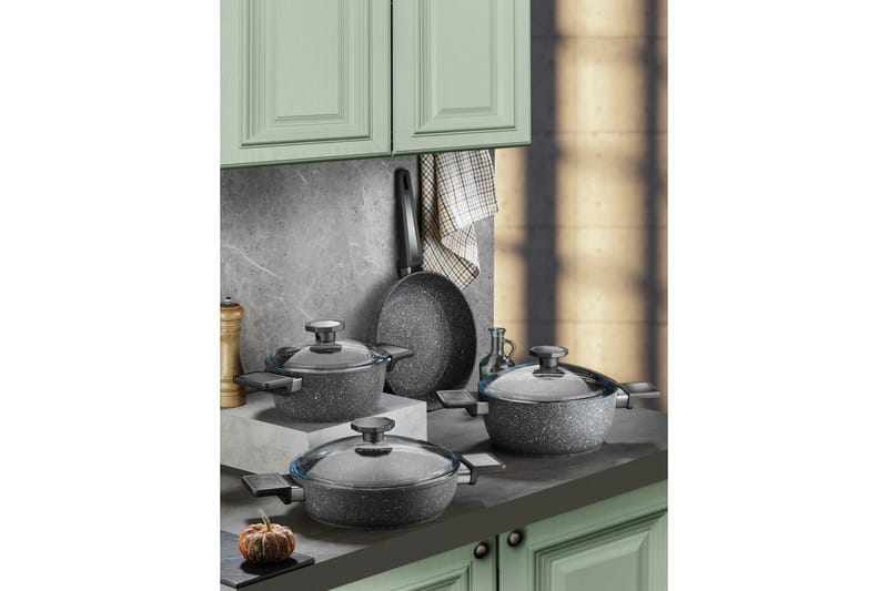 Grytset (7 delar) Lenor 13 Svart - Svart - Hushåll - Matlagning & Bakning - Grytor & kastruller