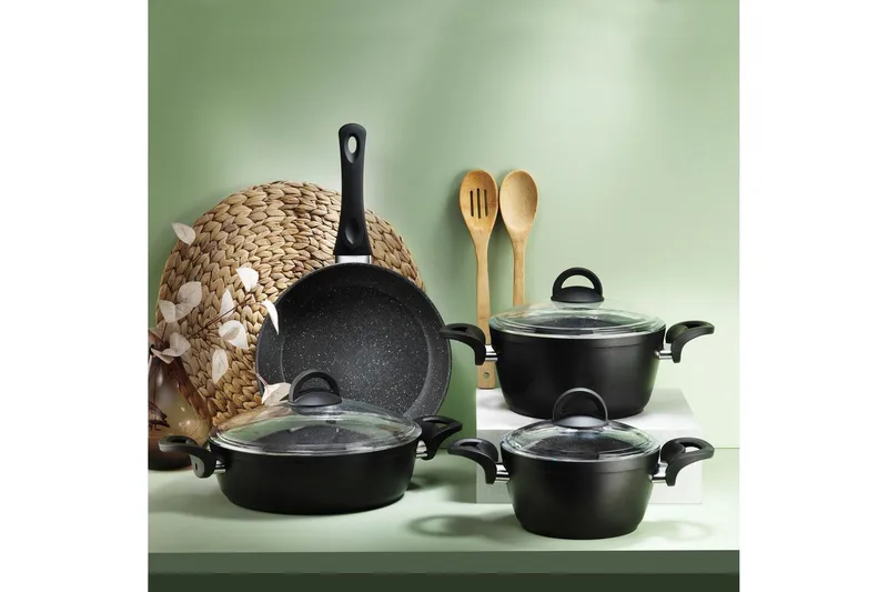 Grytset (7 delar) Ashmoor Svart - Svart - Hushåll - Matlagning & Bakning - Grytor & kastruller