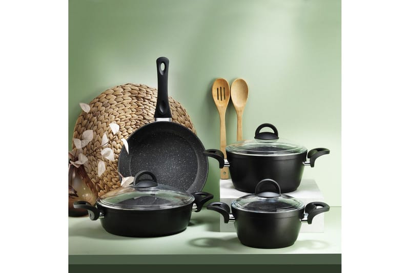 Grytset (7 delar) Ashmoor Svart - Svart - Hushåll - Matlagning & Bakning - Grytor & kastruller
