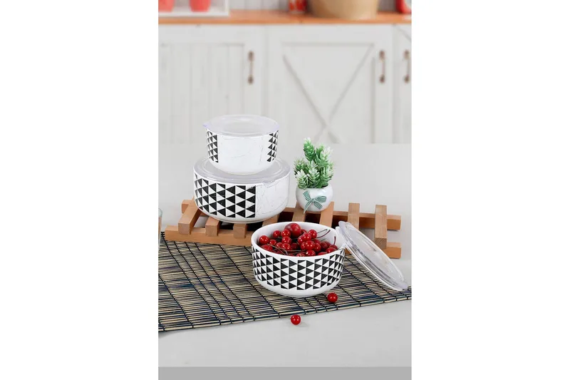 Förvaringslådor 6-pack - Vit/Svart - Hushåll - Matlagning & Bakning - Köksredskap & kökstillbehör - Flaskor & burkar