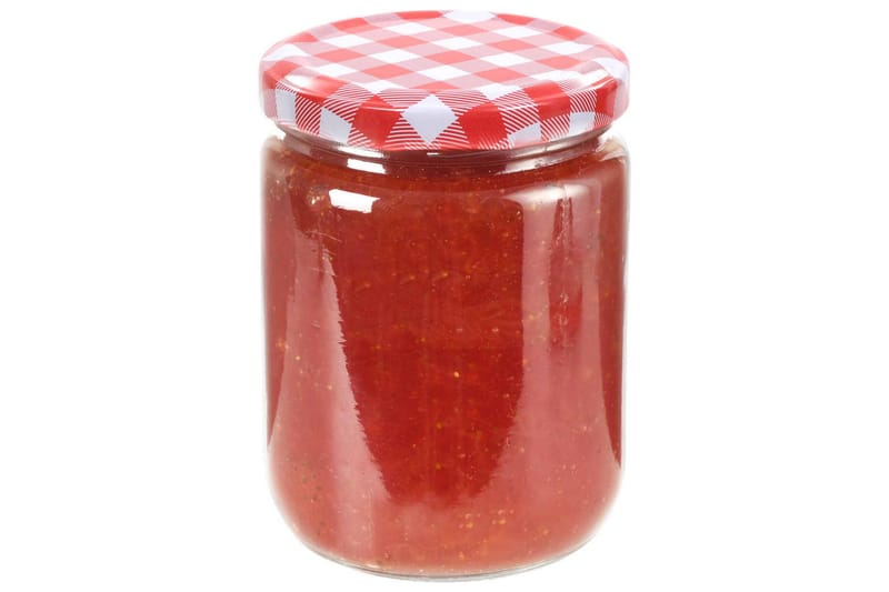 Syltburkar i glas med vita och röda lock 48 st 230 ml - Röd - Hushåll - Matlagning & Bakning - Köksredskap & kökstillbehör - Flaskor & burkar