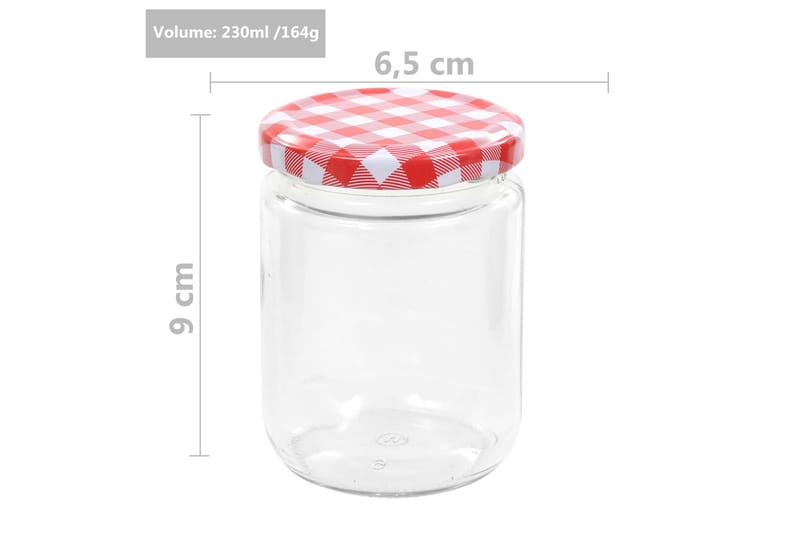 Syltburkar i glas med vita och röda lock 48 st 230 ml - Röd - Hushåll - Matlagning & Bakning - Köksredskap & kökstillbehör - Flaskor & burkar