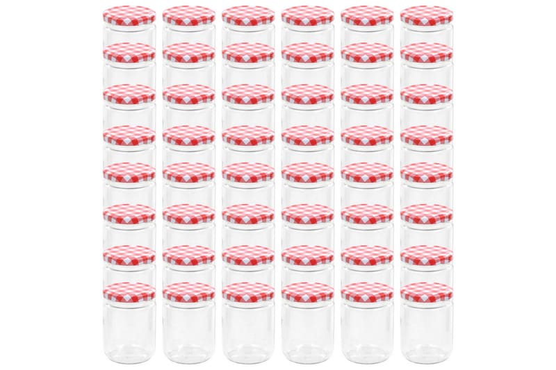 Syltburkar i glas med vita och röda lock 48 st 230 ml - Röd - Förvaringsburk - Småförvaring - Flaskor & burkar