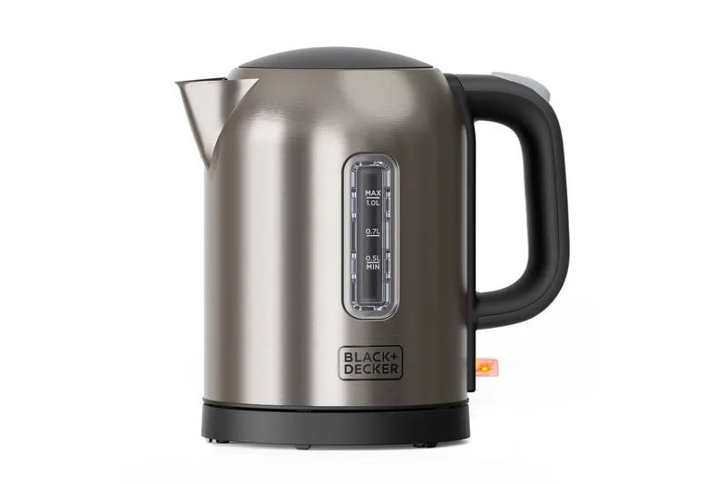 Vattenkokare Black+Decker 2200W 1L Borstat Stål, Silver