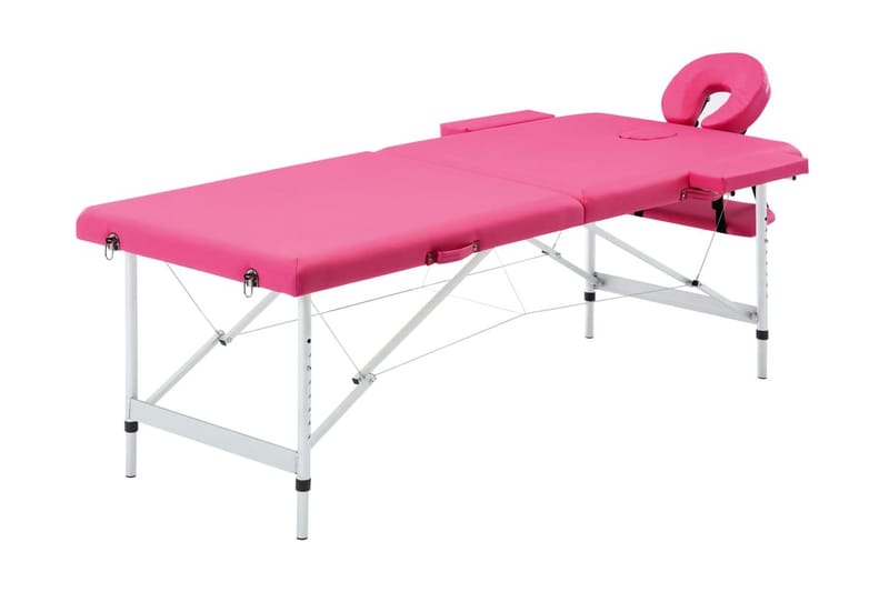 Hopfällbar massagebänk 2 sektioner aluminium rosa - Rosa - Massagebänk & massagebord