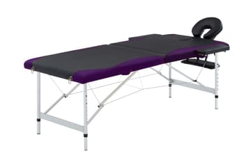 Hopfällbar massagebänk 2 sektioner aluminium svart och lila