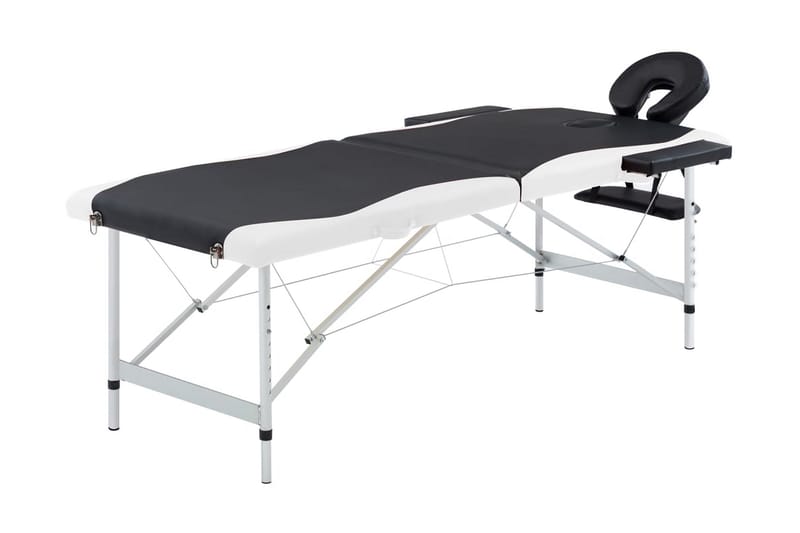 Hopfällbar massagebänk 2 sektioner aluminium svart och vit - Svart - Massagebänk & massagebord