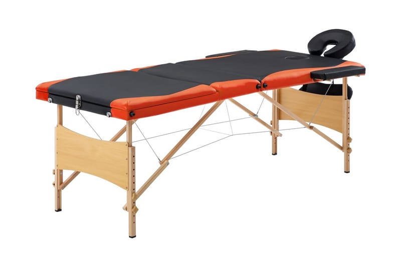 Hopfällbar massagebänk 3 sektioner trä svart och orange - Svart/Orange - Massagebänk & massagebord