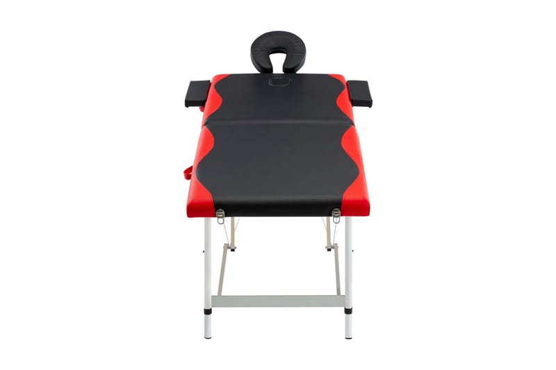 Hopfällbar massagebänk 2 sektioner aluminium svart och röd - Svart - Massagebänk & massagebord