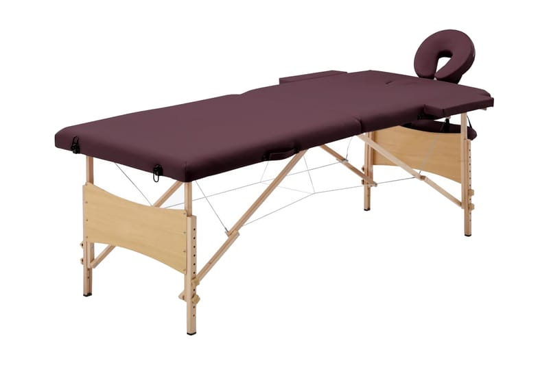 Hopfällbar massagebänk 2 sektioner trä lila - Lila - Massagebänk & massagebord