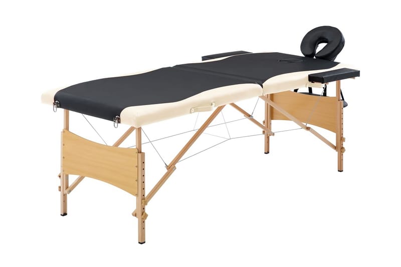 Hopfällbar massagebänk 2 sektioner trä svart och beige - Svart/Beige - Massagebänk & massagebord