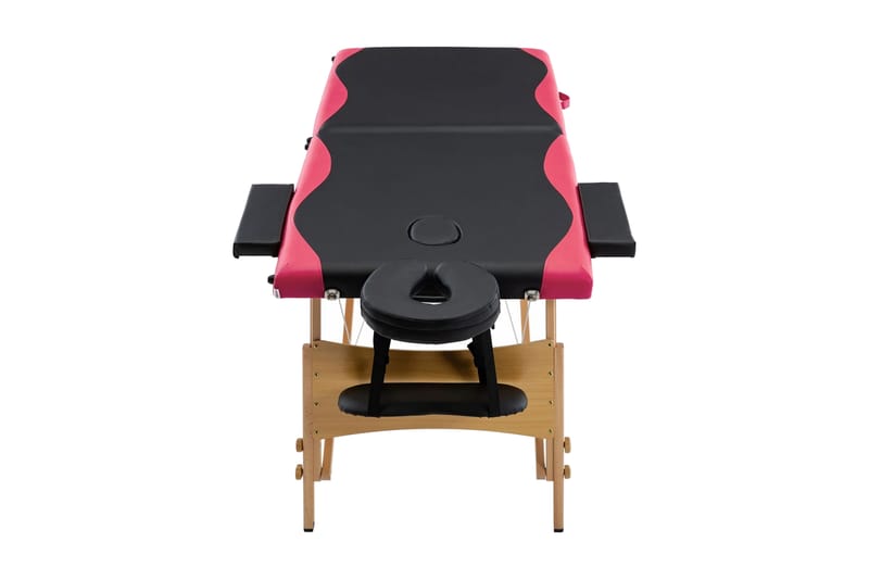 Hopfällbar massagebänk 2 sektioner trä svart och rosa - Svart - Massagebänk & massagebord