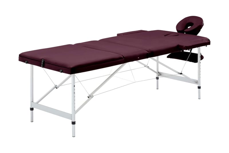 Hopfällbar massagebänk 3 sektioner aluminium lila - Lila - Massagebänk & massagebord