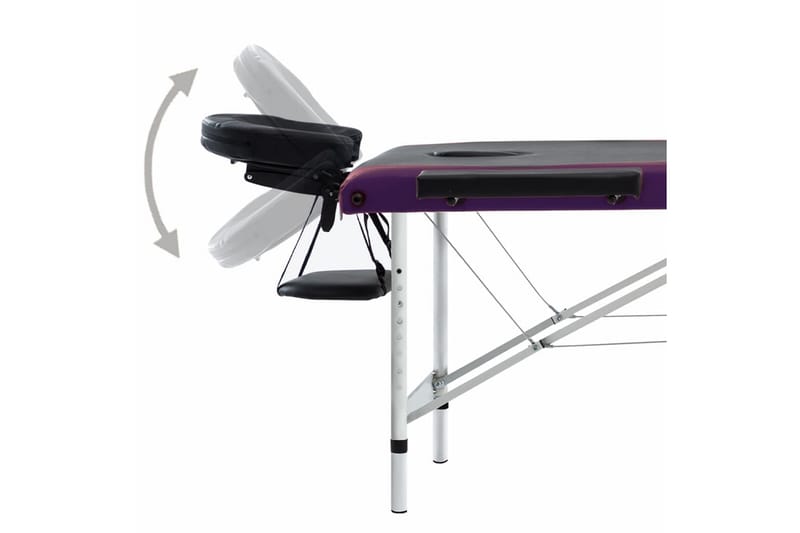 Hopfällbar massagebänk 3 sektioner aluminium svart och lila - Svart - Massagebänk & massagebord
