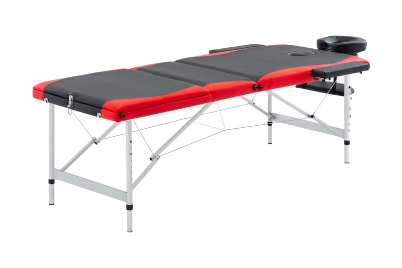 Hopfällbar massagebänk 3 sektioner aluminium svart och röd - Svart/Röd - Massagebänk & massagebord