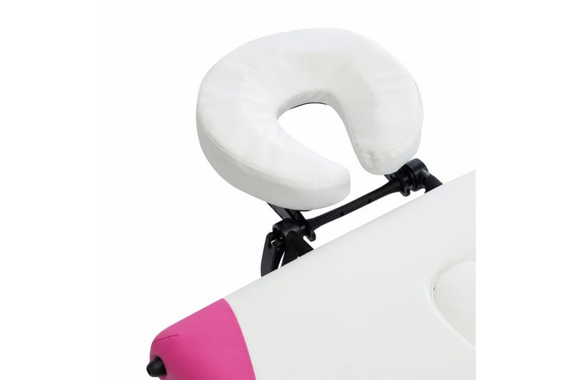 Hopfällbar massagebänk 3 sektioner aluminium vit och rosa - Vit - Massagebänk & massagebord