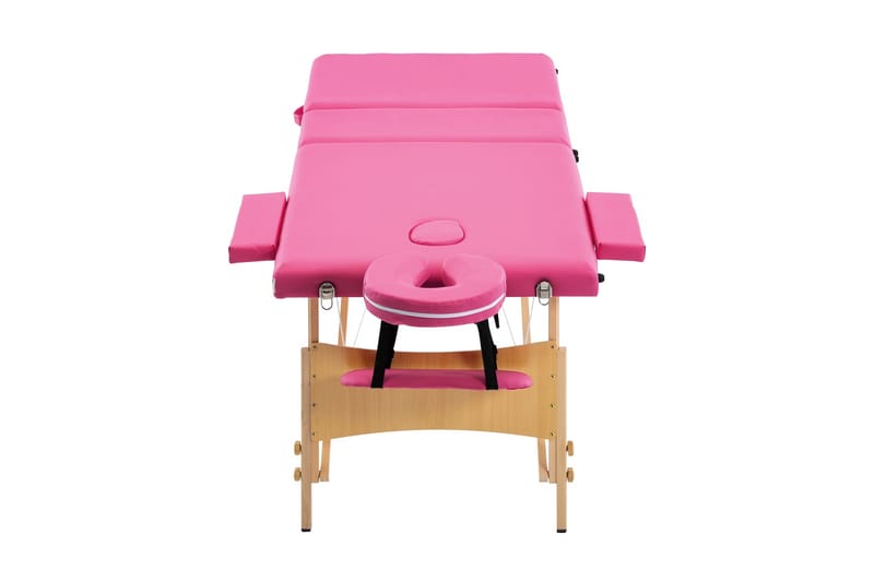Hopfällbar massagebänk 3 sektioner trä rosa - Rosa - Massagebänk & massagebord