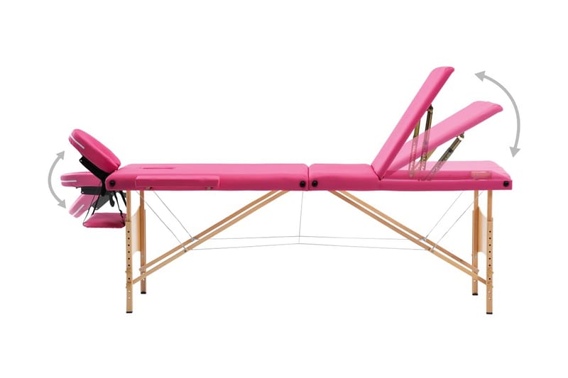Hopfällbar massagebänk 3 sektioner trä rosa - Rosa - Massagebänk & massagebord