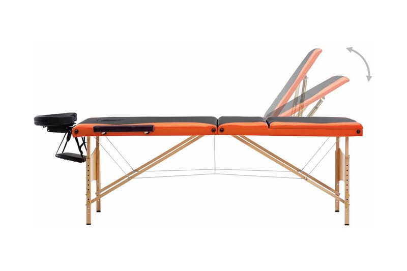 Hopfällbar massagebänk 3 sektioner trä svart och orange - Svart/Orange - Massagebänk & massagebord