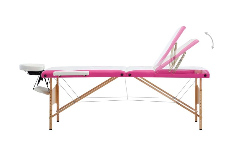 Hopfällbar massagebänk 3 sektioner trä vit och rosa - Vit - Massagebänk & massagebord
