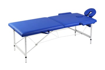 Hopfällbar massagebänk med 2 sektioner aluminium blå