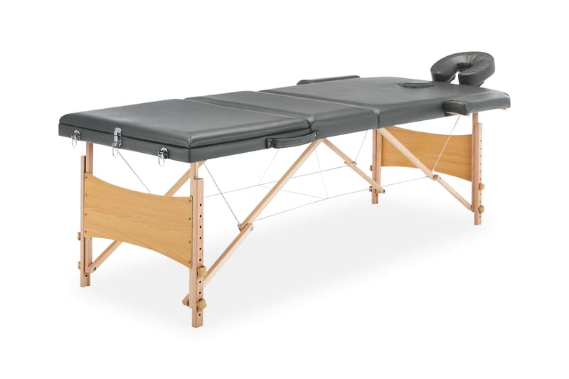 Massagebänk med 3 zoner träram antracit 186x68 cm - Grå - Massagebänk & massagebord