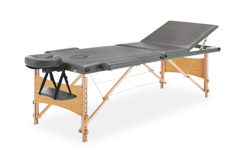 Massagebänk med 3 zoner träram antracit 186x68 cm - Grå - Massagebänk & massagebord
