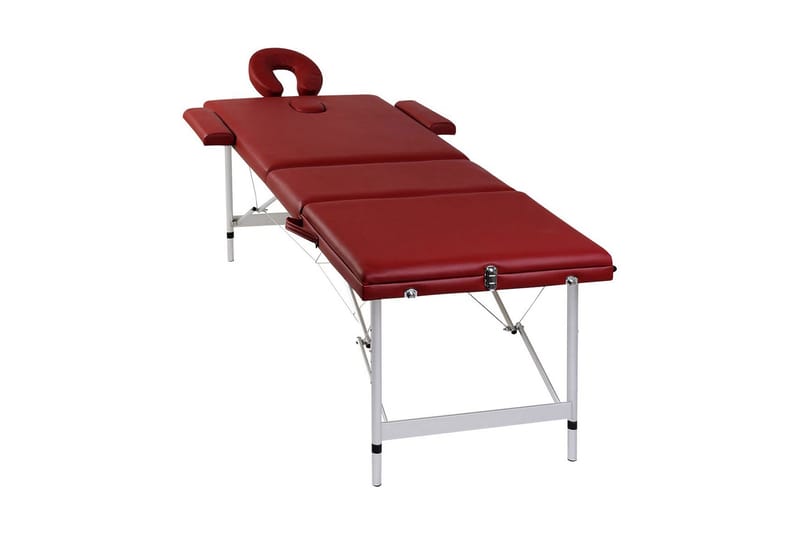 Röd hopfällbar 3-sektions massagebänk med aluminium ram - Röd - Massagebänk & massagebord