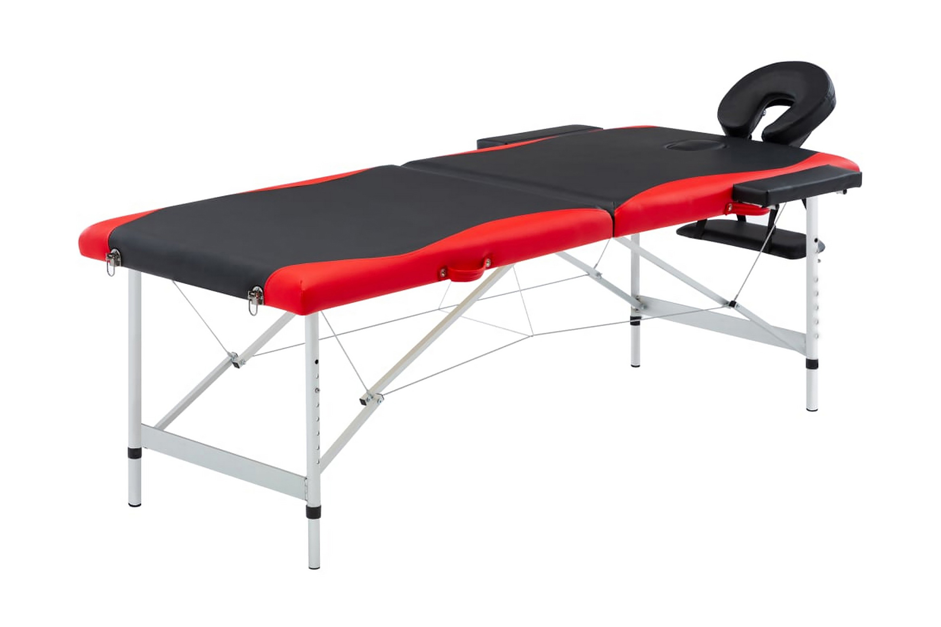 Hopfällbar massagebänk 2 sektioner aluminium svart och röd - Svart 110230