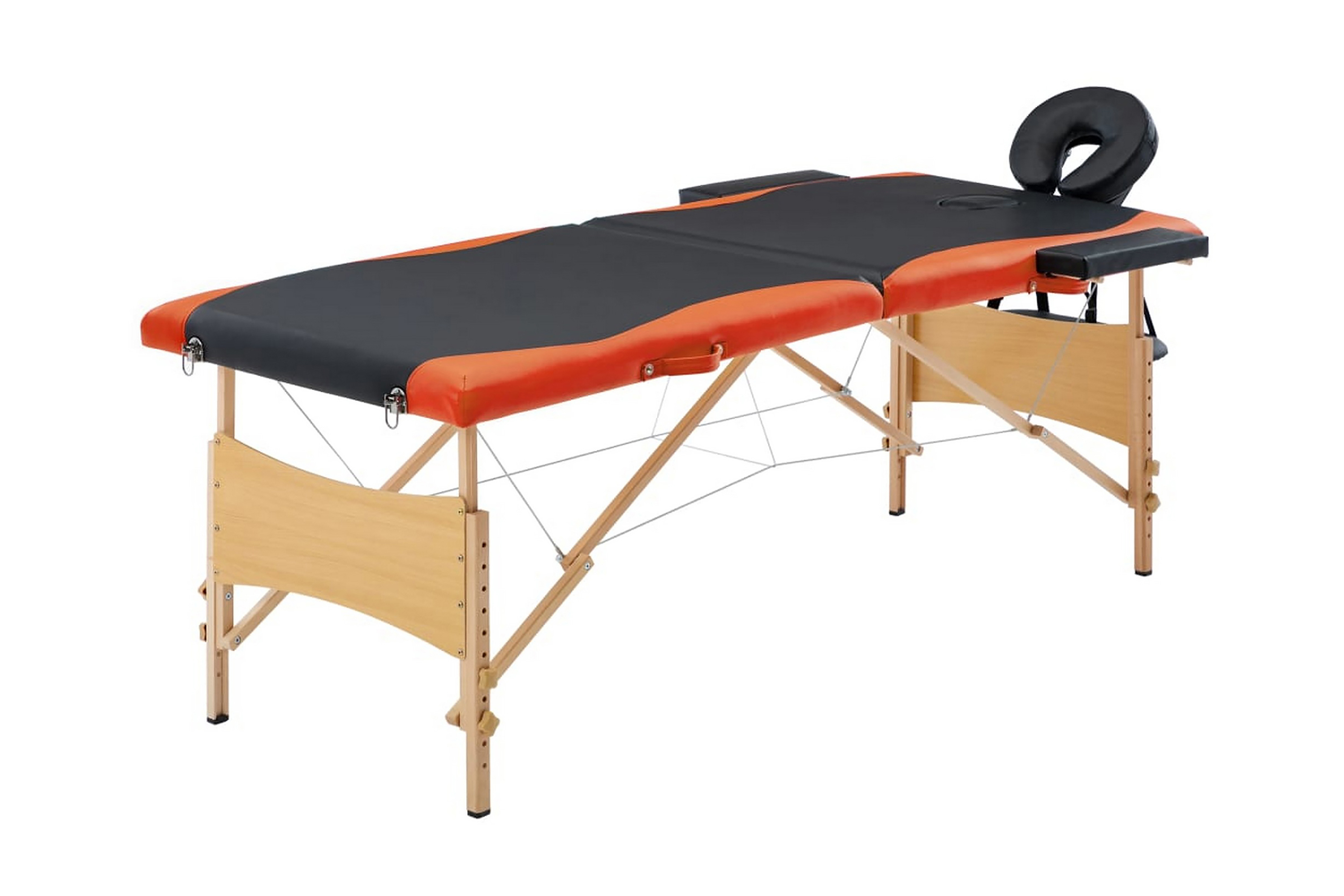 Hopfällbar massagebänk 2 sektioner trä svart och orange - Svart 110203