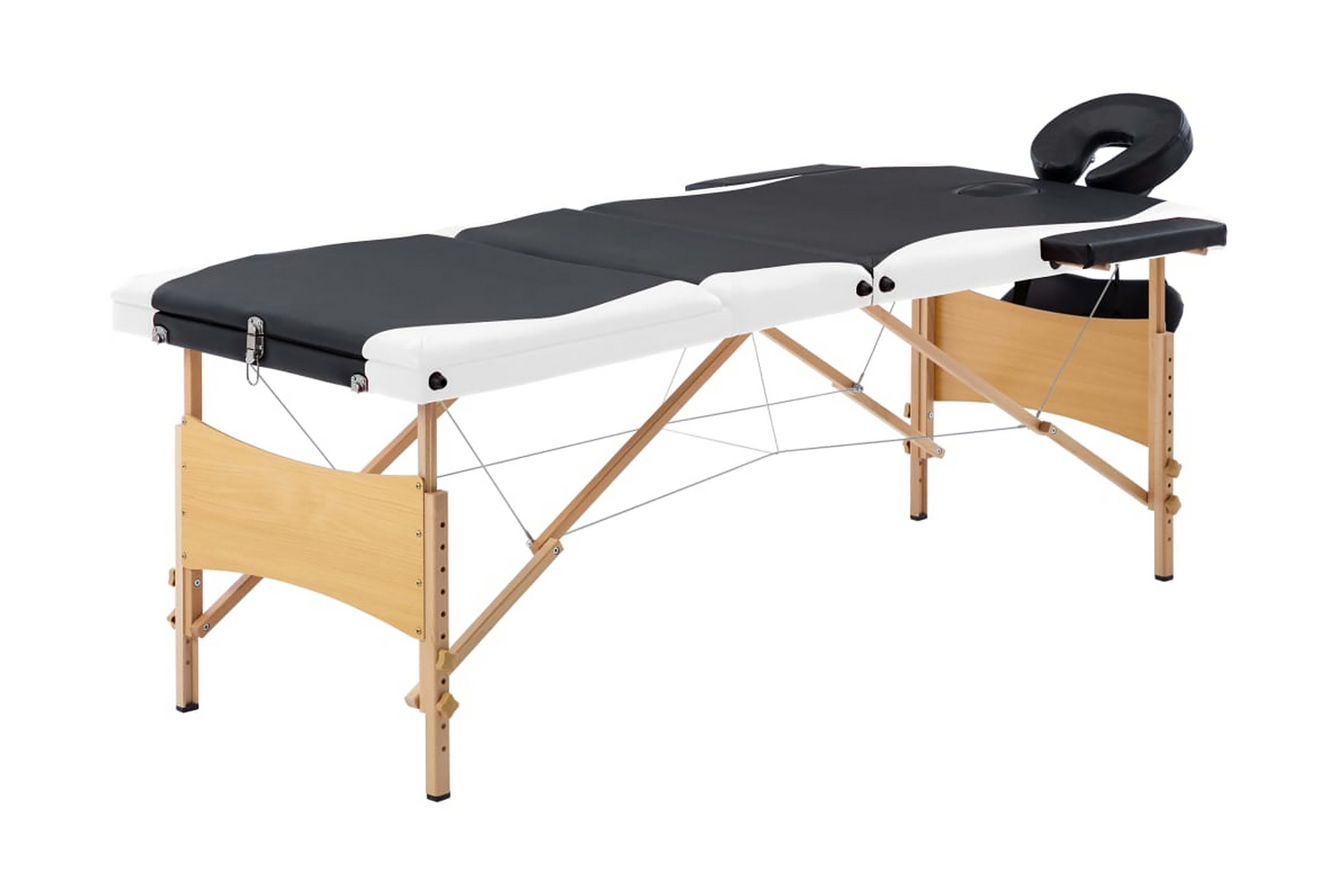 Hopfällbar massagebänk 3 sektioner trä svart och vit - Svart 110212