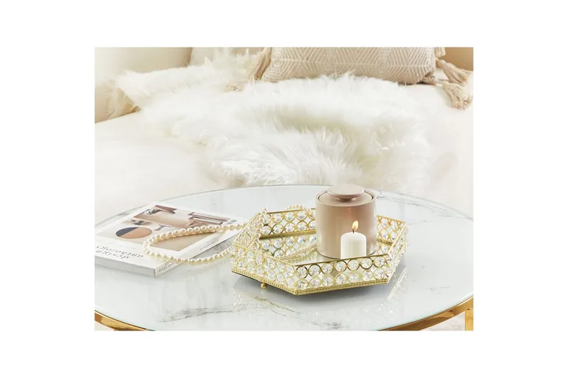 Bricka Vatan Guld, 28x25x6 cm - Guld, 28x25x6 cm - Hushåll - Servering & Dukning - Annat för Dukning & Servering - Uppläggning & serveringstillbehör