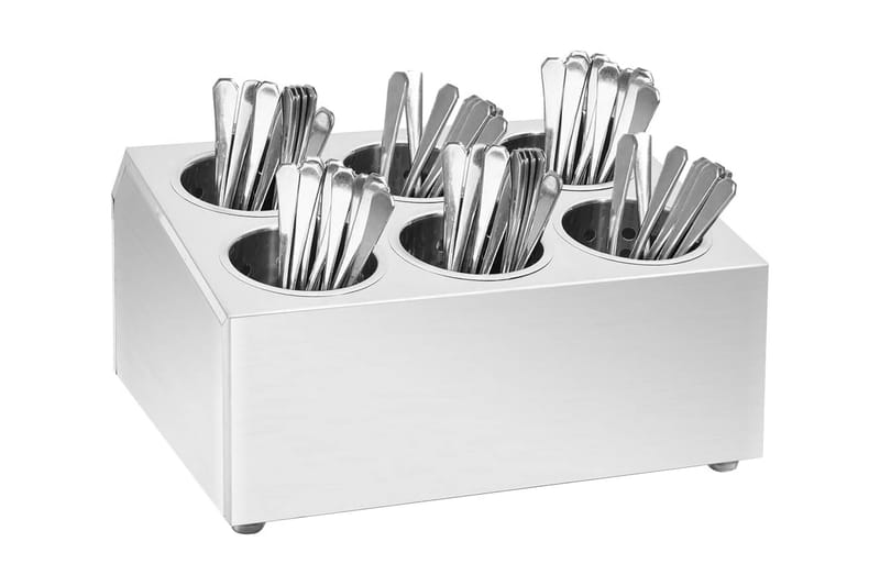 Bestickhållare 6 raster rektangulär rostfritt stål - Silver - Hushåll - Servering & Dukning - Bestick - Bestickförvaring