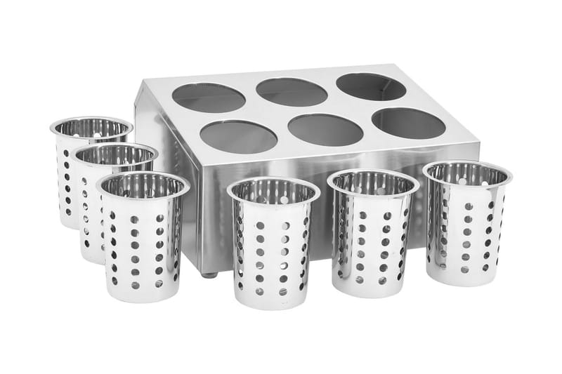 Bestickhållare 6 raster rektangulär rostfritt stål - Silver - Bestickställ - Bestickförvaring
