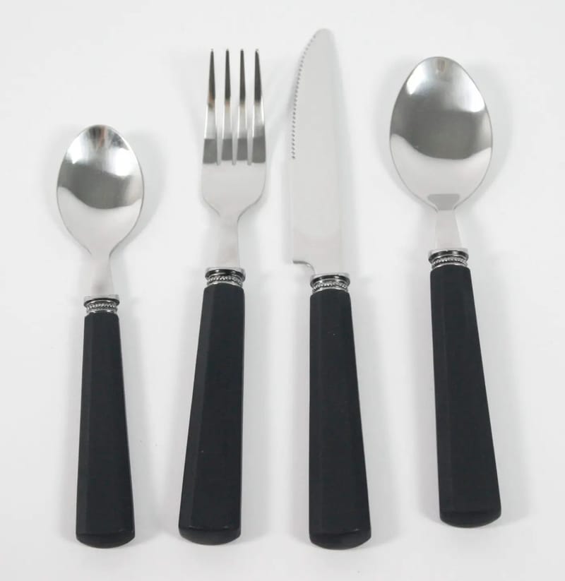 Bestickset Sonja 24 Delar med Gummihandtag, svart