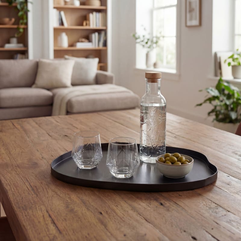Ralven Dekorationsfat 50 cm i metall med organisk design - matt svart - Hushåll - Servering & Dukning - Brickor & fat