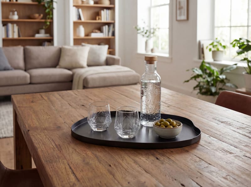 Ralven Dekorationsfat 50 cm i metall med organisk design - matt svart - Hushåll - Servering & Dukning - Brickor & fat