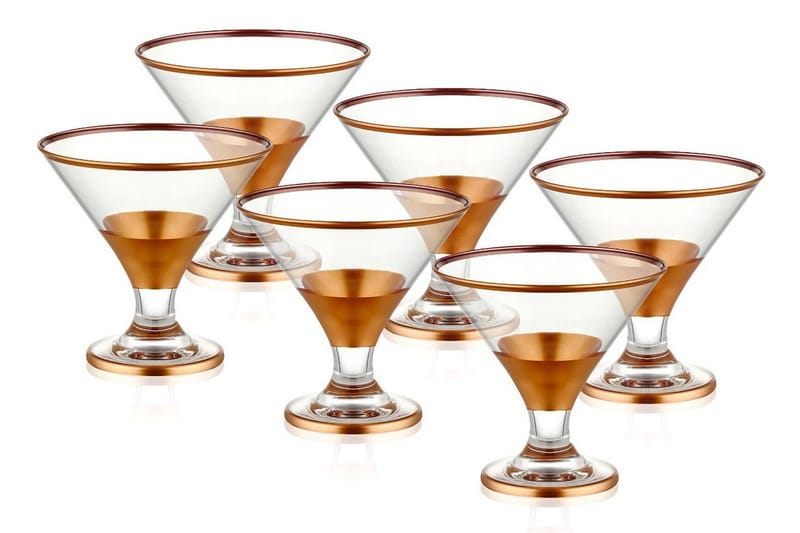 Glas Set 6-pack - Roséguld - Cocktailglas - Dricksglas