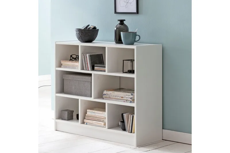 Bokhylla Wohnling Spånskiva med 8 Förvaringshyllor - Hushåll - Servering & Dukning - Karaff & tillbringare - Glasflaska