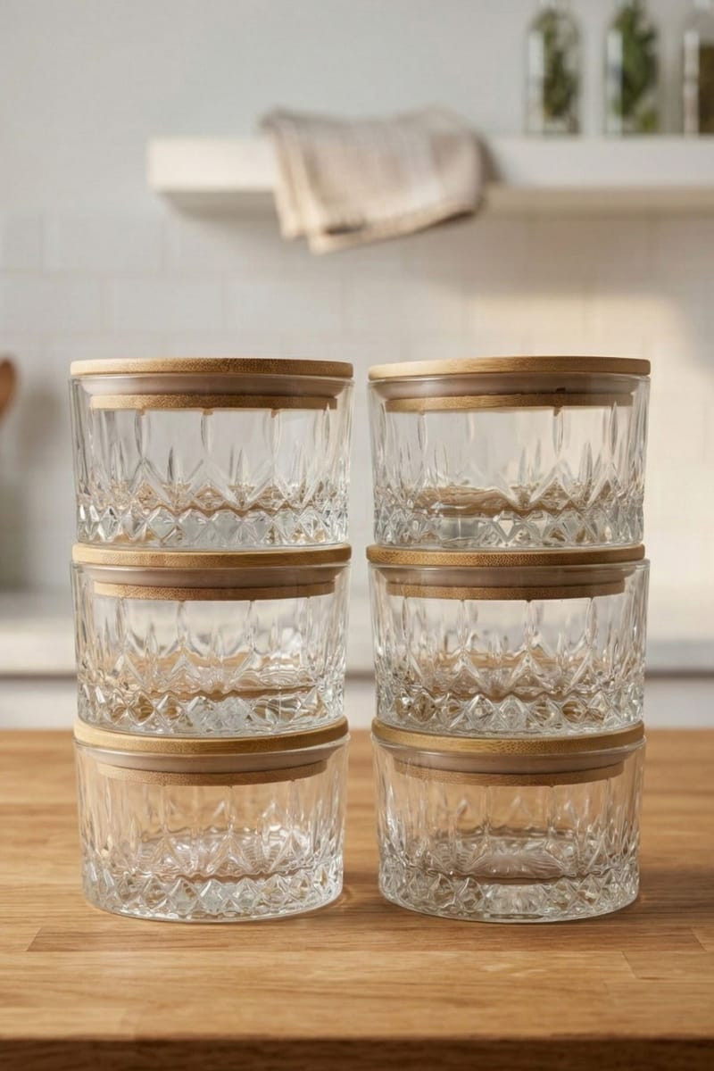 Fenvik Förvaringsboxset (6 delar) 10x10x6 cm - Transparent - Hushåll - Servering & Dukning - Karaff & tillbringare - Glasflaska