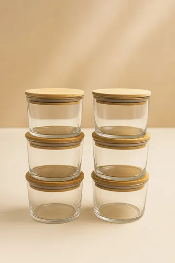 Fenvik Förvaringsburkset (12 delar) 8x8x5 cm - Transparent ek - Hushåll - Servering & Dukning - Karaff & tillbringare - Glasflaska