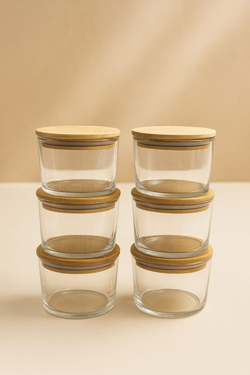 Fenvik Förvaringsburkset (12 delar) 8x8x5 cm - Transparent ek - Hushåll - Servering & Dukning - Karaff & tillbringare - Glasflaska