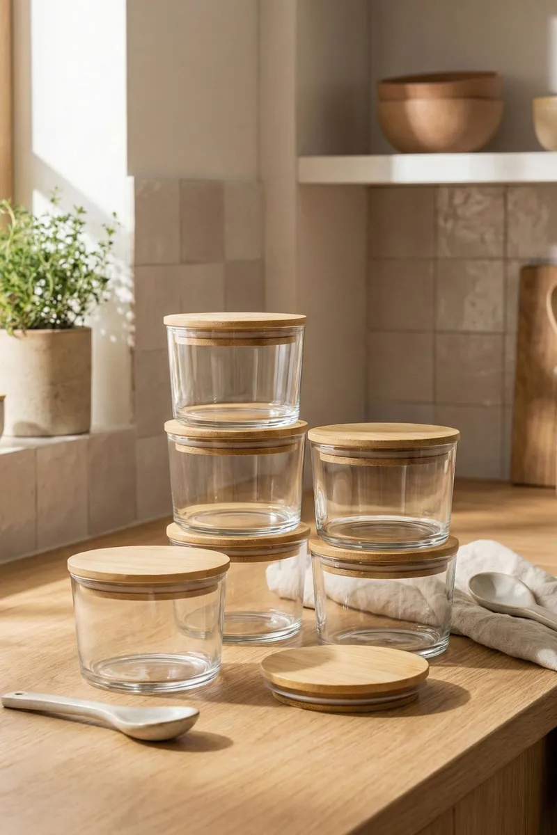 Fenvik Förvaringsburkset (12 delar) 8x8x5 cm - Transparent ek - Hushåll - Servering & Dukning - Karaff & tillbringare - Glasflaska