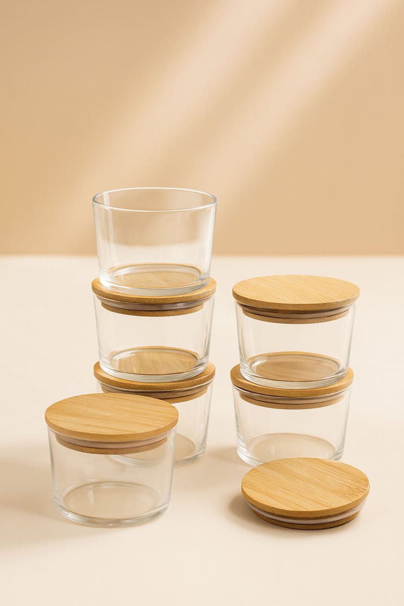 Fenvik Förvaringsburkset (12 delar) 8x8x5 cm - Transparent ek - Hushåll - Servering & Dukning - Karaff & tillbringare - Glasflaska